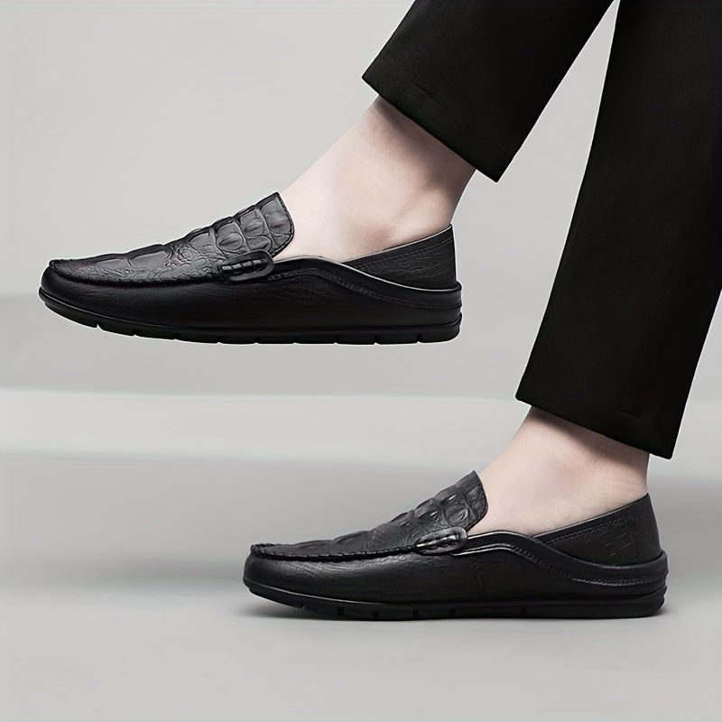 Men's Crocodile Pattern Loafer Shoes Non Slip Casual Comfort
