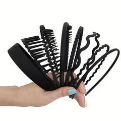8pcs Plastic Headbands with Non Slip Hair Comb Stylish Durable & Versatile