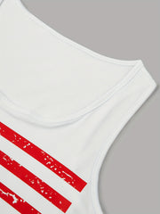 American Flags Tank Top Crew Neck Sleeveless Independence Summer Top