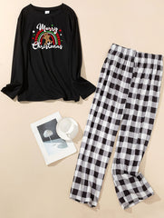 Gingerbread Man Lounge Set Long Sleeve Tee & Plaid Pants Pajamas