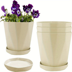 3pcs Flowerpot Set with Drainage Holes for Balcony, Office, Home Decoration