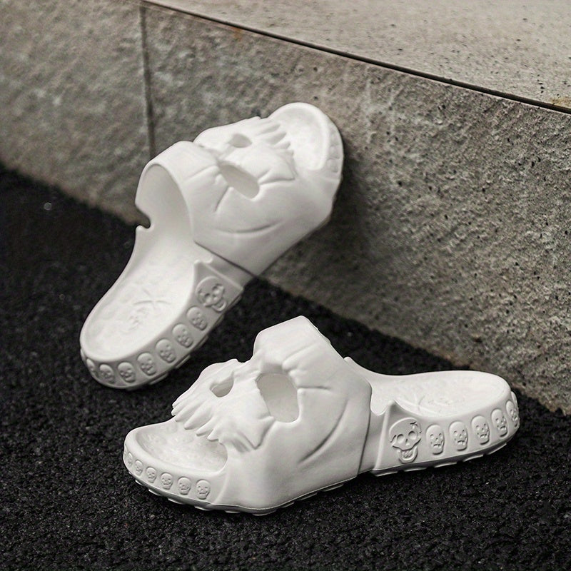 Men's Skull Slides Funny Lightweight Slippers for Indoor Outdoor Shower Bathroom