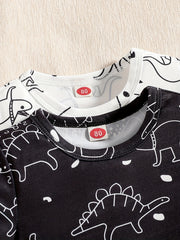 2pcs Baby Dinosaur Graphic T Shirt Comfy Tee Tops