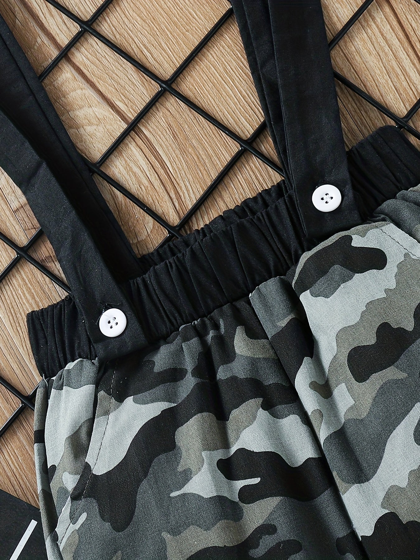 Toddler Boys Camo Graphic Suspenders Pants Kids Summer Clothing