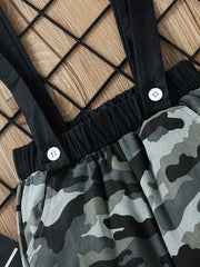Toddler Boys Camo Graphic Suspenders Pants Kids Summer Clothing