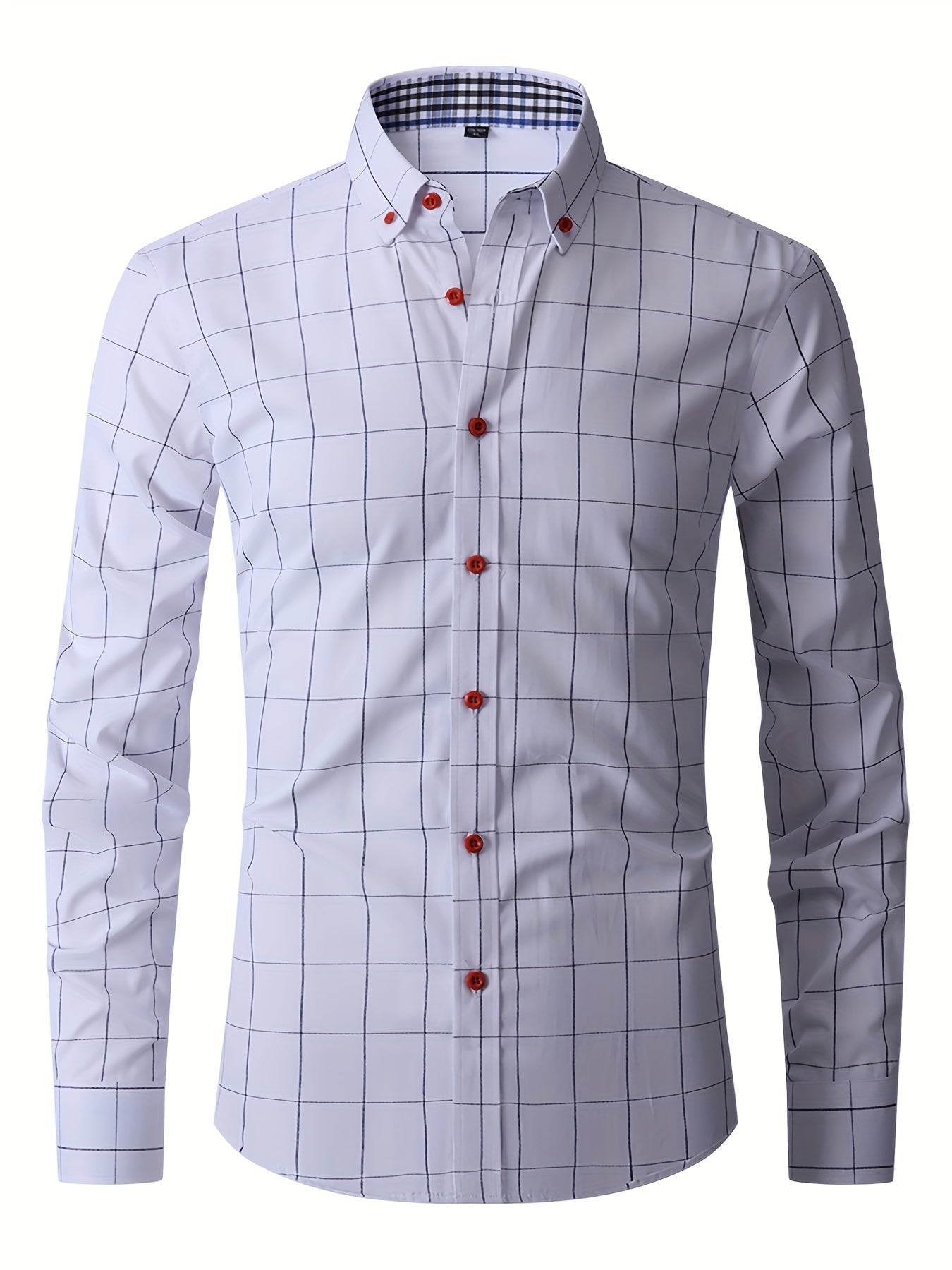 Men's Plaid Button Up Shirt for Business Occasions