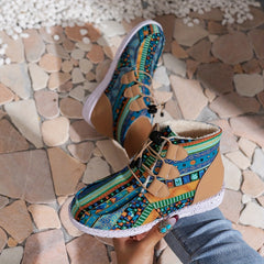 Geometric Print Snow Boots for Women Warm and Comfortable