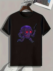 Robotic Skull Print Men's Graphic T shirt Casual Comfy Tees For Summer