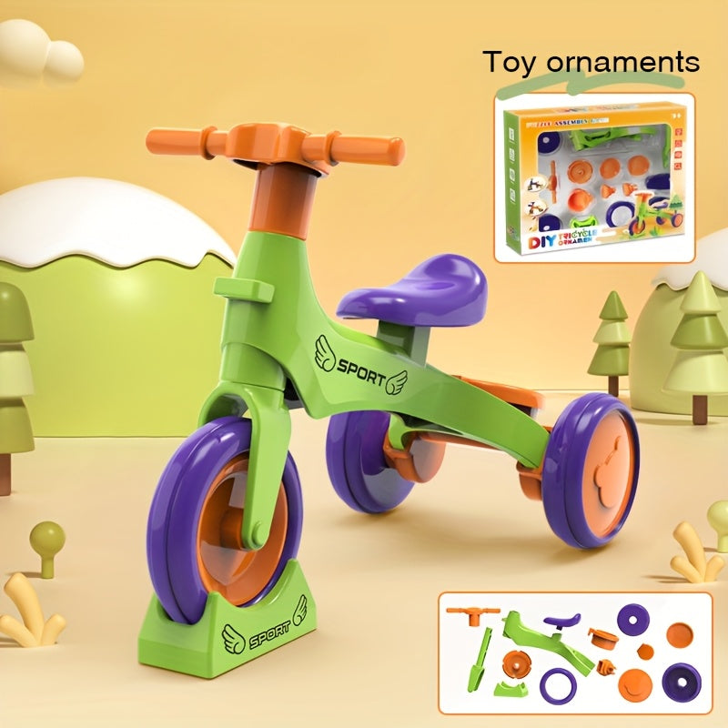 DIY Sliding Tricycle Keychain Construction Blocks Toy for Kids & Adults