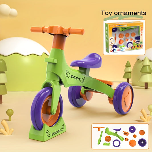 DIY Sliding Tricycle Keychain Construction Blocks Toy for Kids & Adults