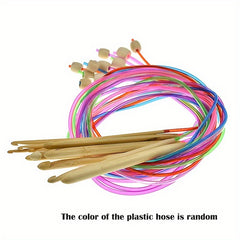 12pcs Afghan Tunisian Crochet Hooks Set 1 2m 48in Bamboo Knitting Needles