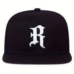 Gothic R Embroidery Snapback Hat Solid Hip Hop Baseball Cap Unisex