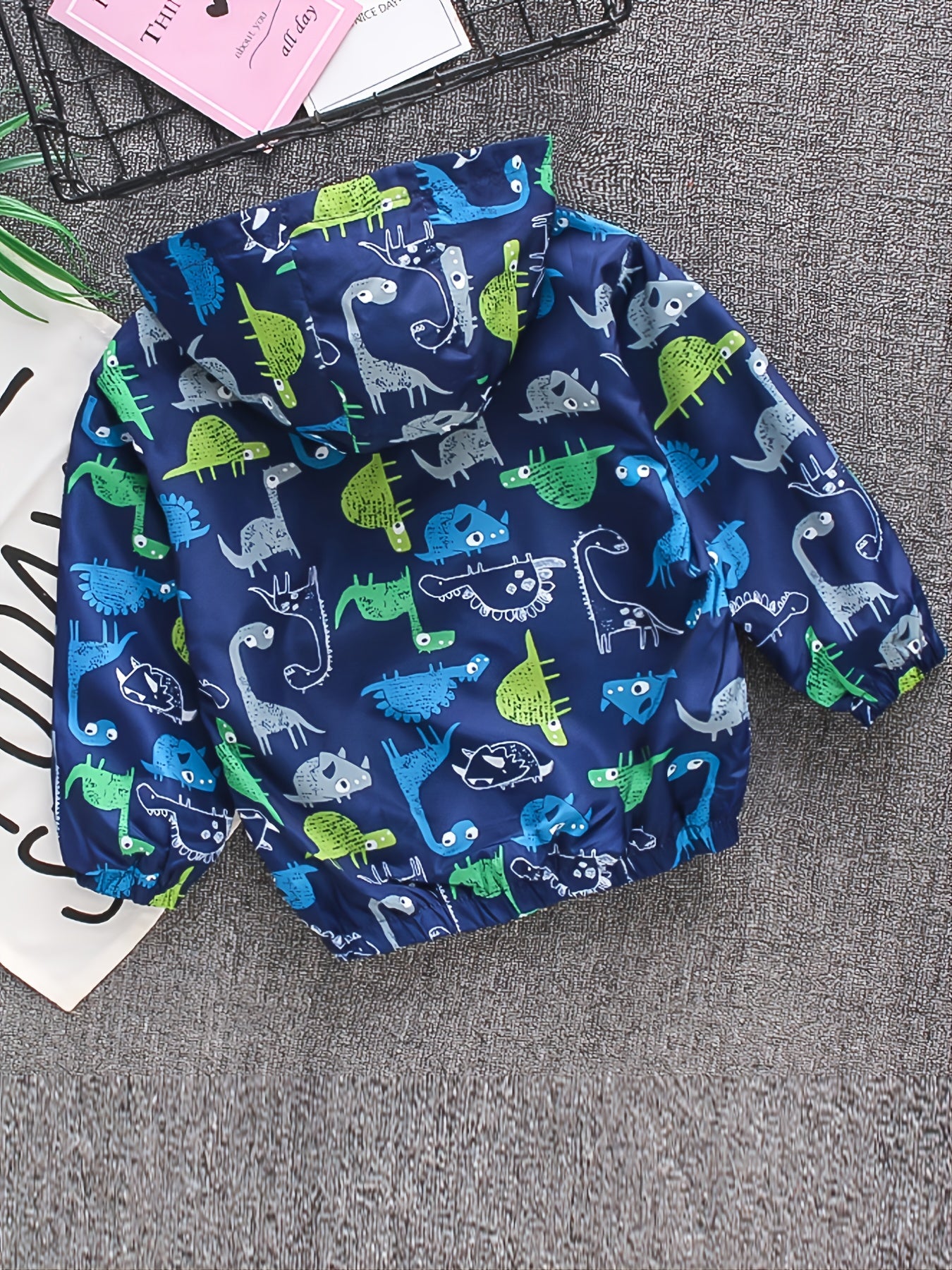 Kids Cartoon Dinosaur Zipper Hooded Jacket
