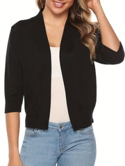 Open Front Cardigan 3/4 Sleeve Sweater for Spring & Fall