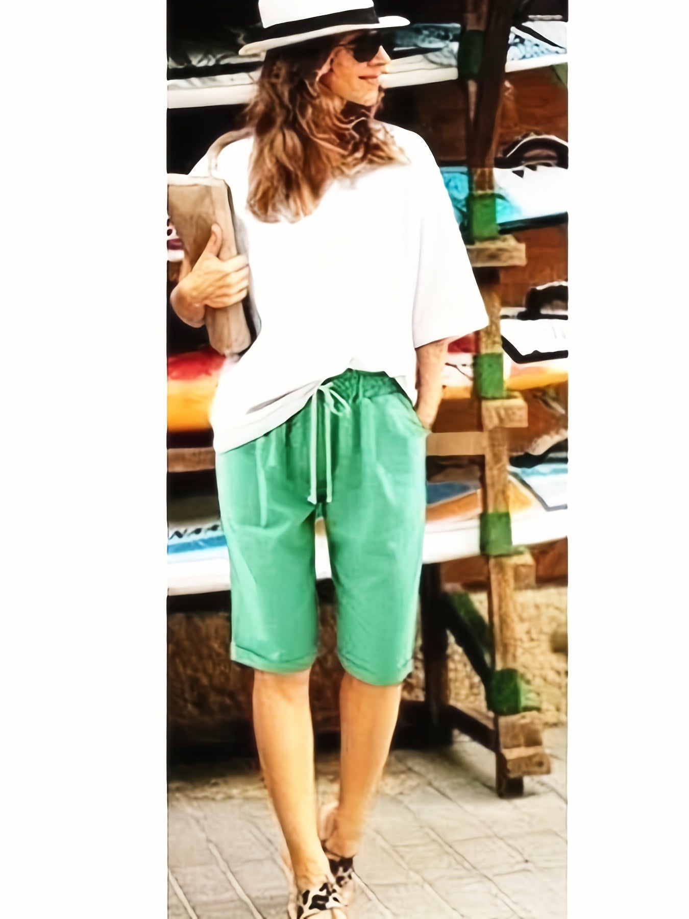 Drawstring Bermuda Shorts with Dual Pockets for Women