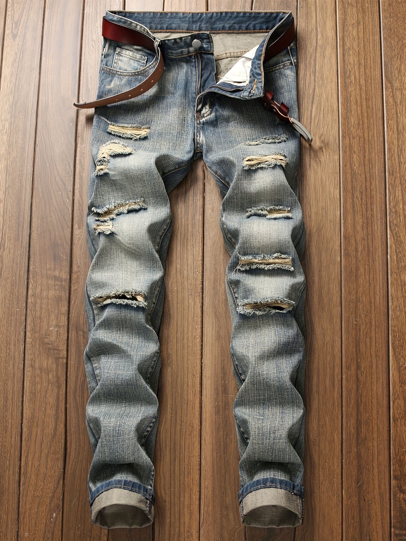 Men's Casual Ripped Jeans with Pockets