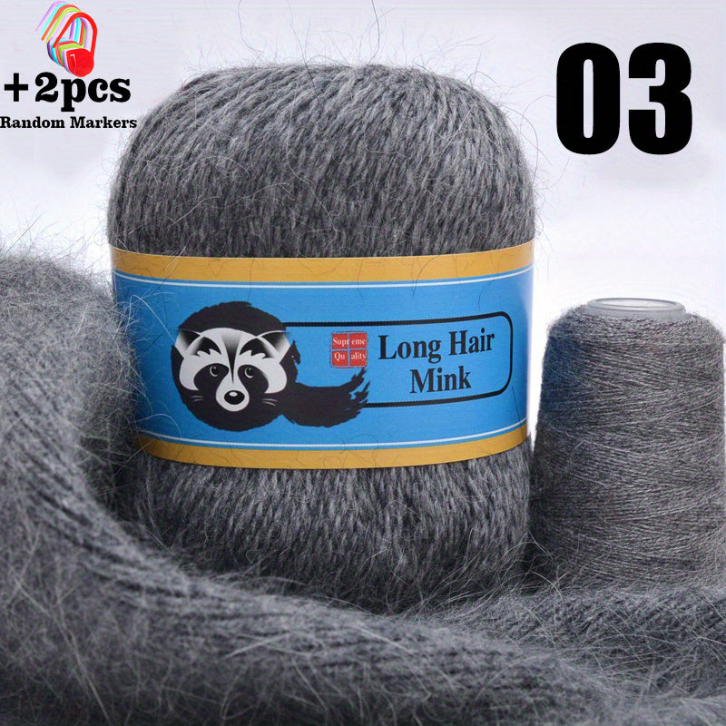 Long Plush Mink Cashmere Wool Yarn 20g 50set w/Markers Fine Hand Knitting Thread