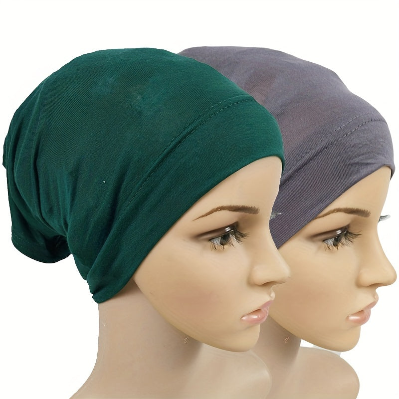 Solid Inner Cap Turban Elastic Head Wrap Underscarf Hijab Hat