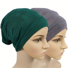 Solid Inner Cap Turban Elastic Head Wrap Underscarf Hijab Hat