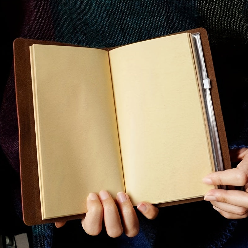 Retro Leather Journal A6 Notebook 144 Pages + PVC Storage Bag