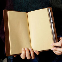 Retro Leather Journal A6 Notebook 144 Pages + PVC Storage Bag