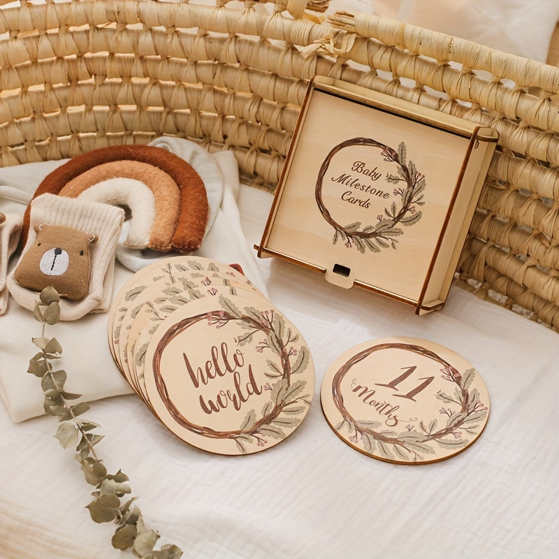 Wooden Flower Vine Milestone Birth Sign Growth Record Book