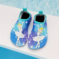 Girls Cartoon Print Water Shoes Lightweight Slip On Beach Aqua Socks