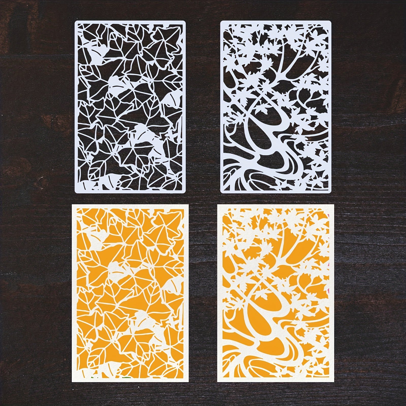 8pcs Textured Art Painting Stencils Reusable Plastic Stencils