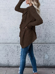 Casual Sweater Women's Plus Tassel Trim Cowl Neck Jumper