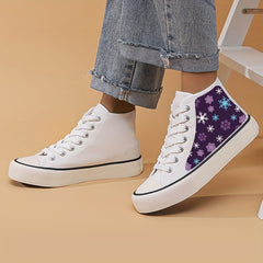 Christmas Snowflake Print High Top Canvas Sneakers