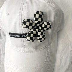 Houndstooth Flower Decor Baseball Cap Lightweight Sunscreen Dad Hats