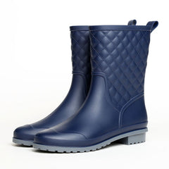 Argyle Quilted Slip on Rain Boots Waterproof Shoes
