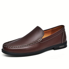 Men's Leather Moccasins Lightweight Slip On Shoes For Business