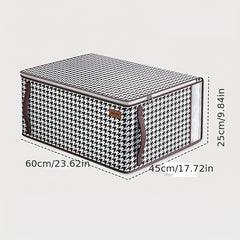 Large Capacity Houndstooth Pattern Storage Bag Zipper Dustproof Organizer