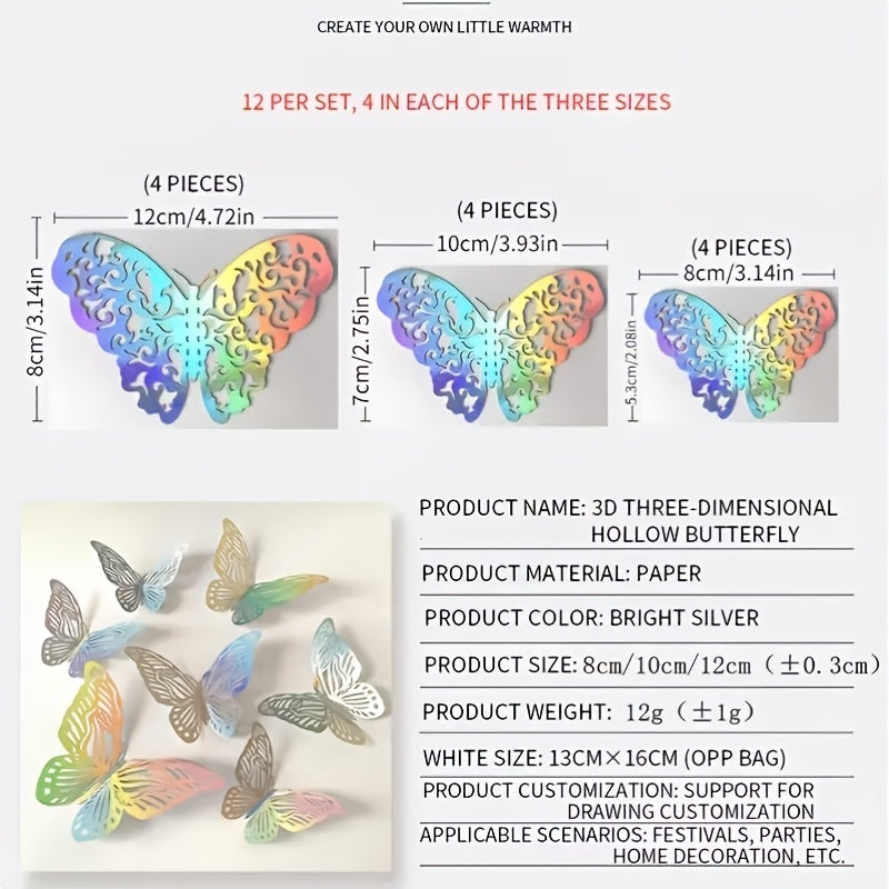 3D Hollow Butterfly Wall Paste Wedding Party Background Home Decor