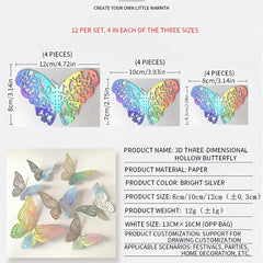 3D Hollow Butterfly Wall Paste Wedding Party Background Home Decor