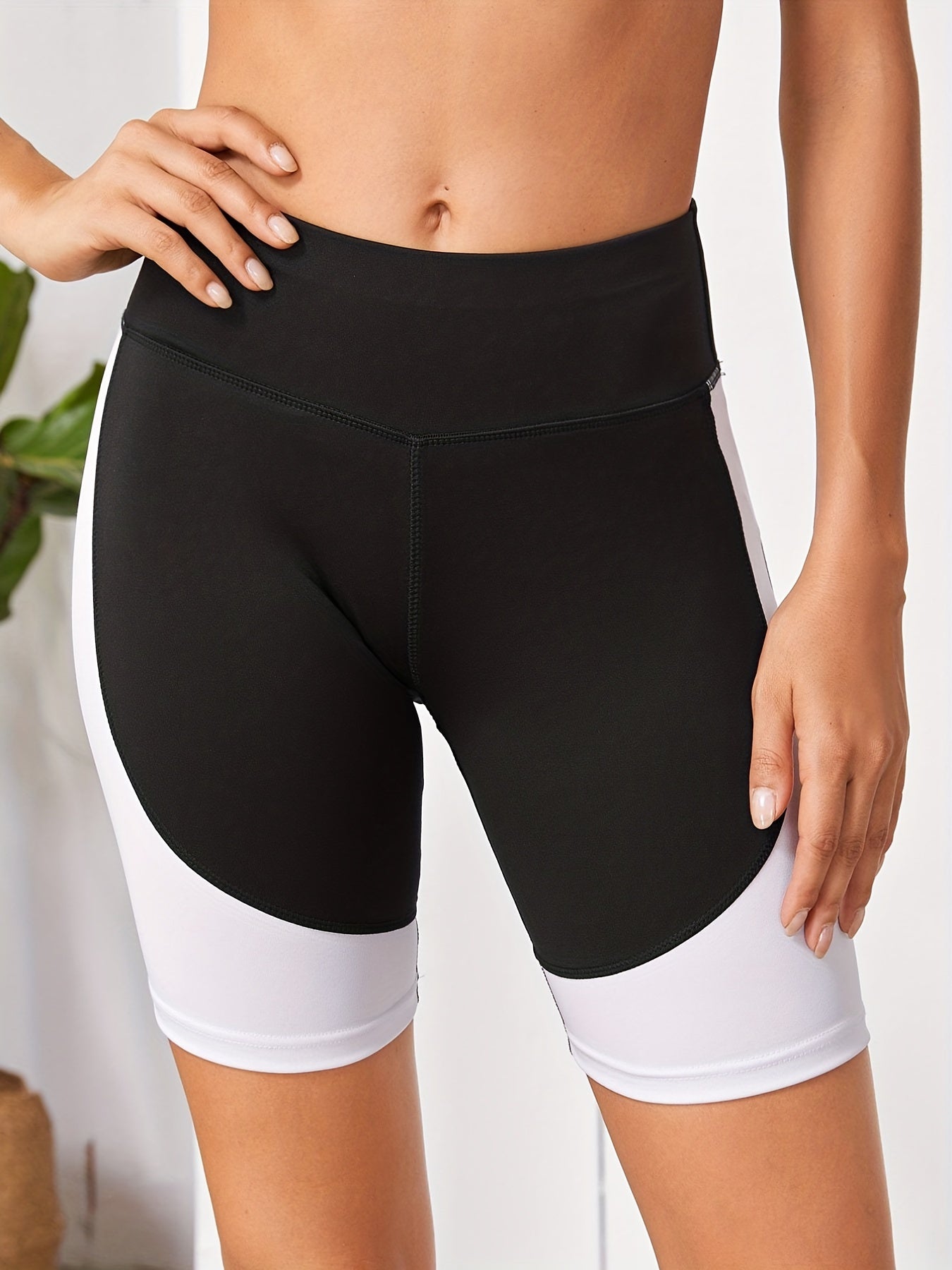 Contrast Stitching Casual Shorts Slim Fit Yoga Fitness Workout Legging