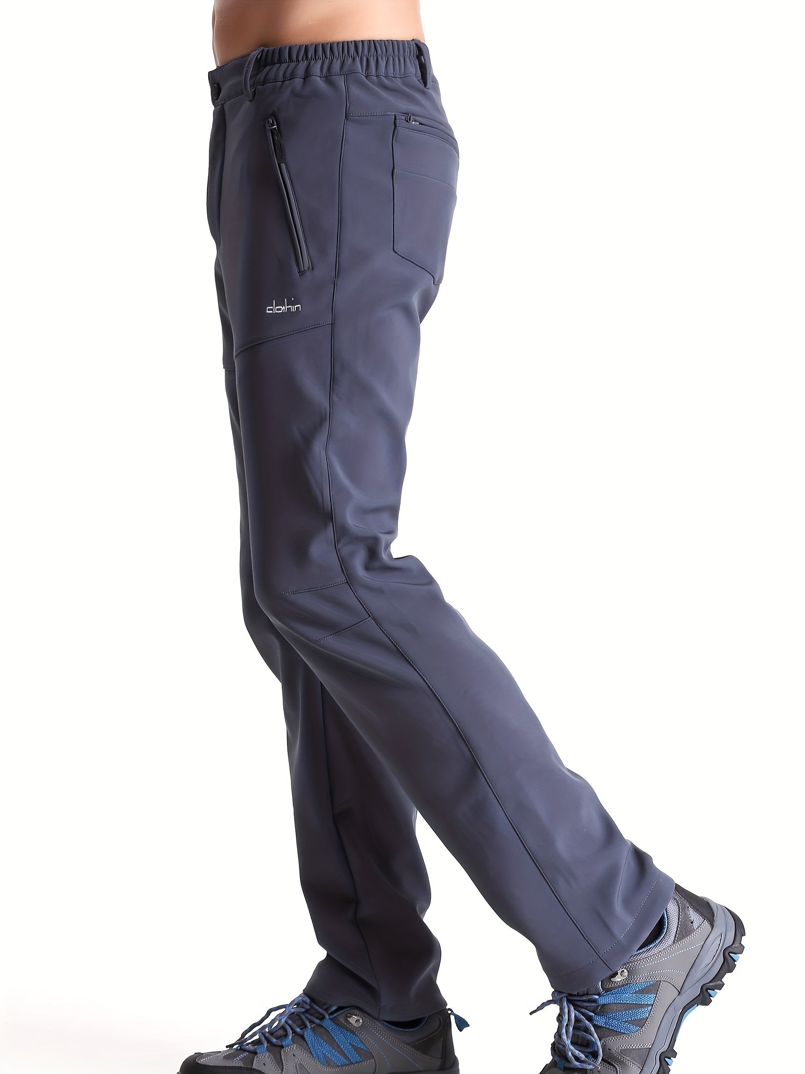 Men's Stretch Thermal Pants with Zipper Pocket for Winter Outdoor Activities