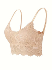 Floral Lace Wireless Bra Double Straps