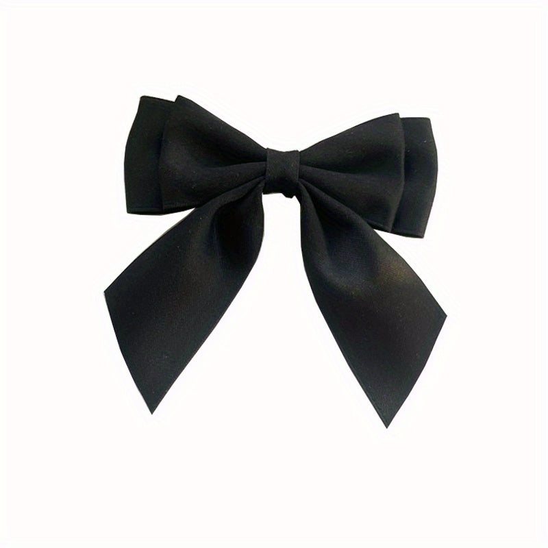 Satin Double Layer Bow Tie Solid Necktie Women's Dress Up Accessories