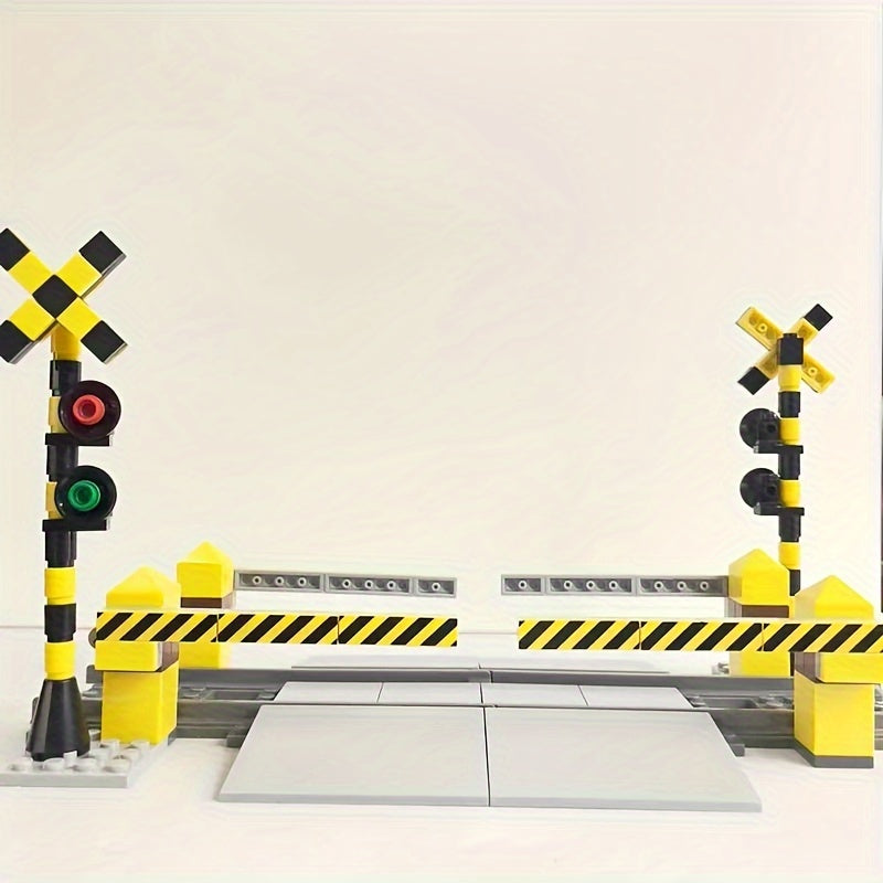 City Train Track Building Blocks Set with Signal Lights