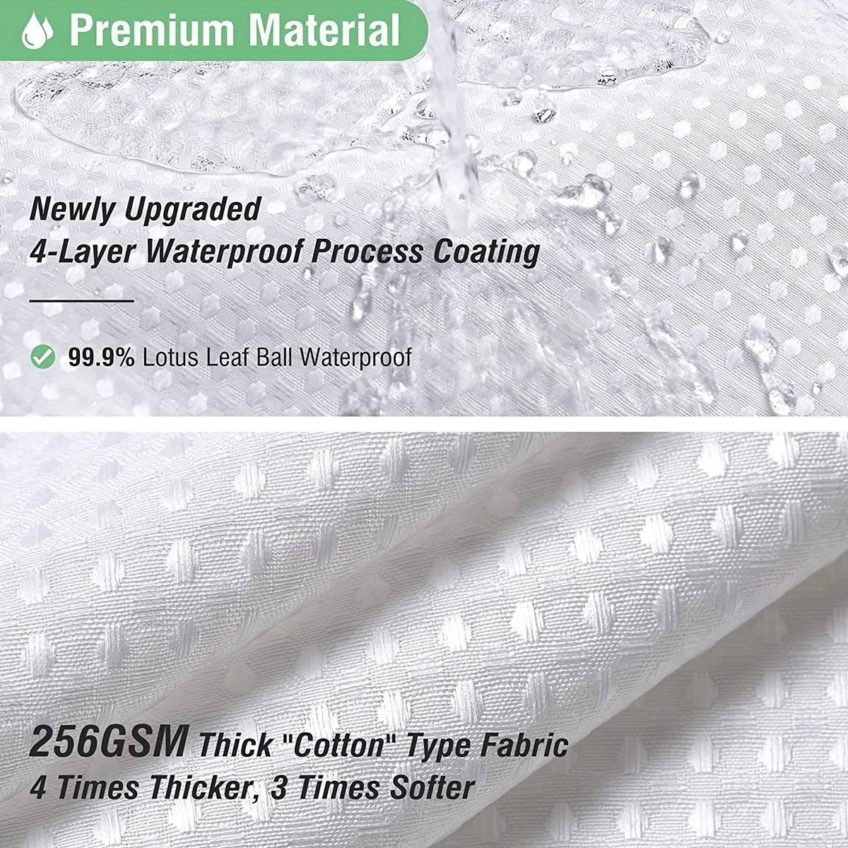 Waffle Shower Curtain Waterproof Waffle Weave Fabric Heavy Duty Hotel Bathroom