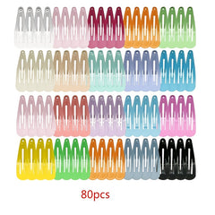 80 Colorful Water Drop Hair Clips for Kids