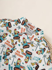 2pcs Baby Boys Cartoon Print Shirt & Shorts Set for Summer