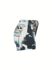 Letter & Truck Print Skinny Shorts