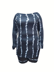 Tie Dye Striped Long Sleeve Top & Shorts Set