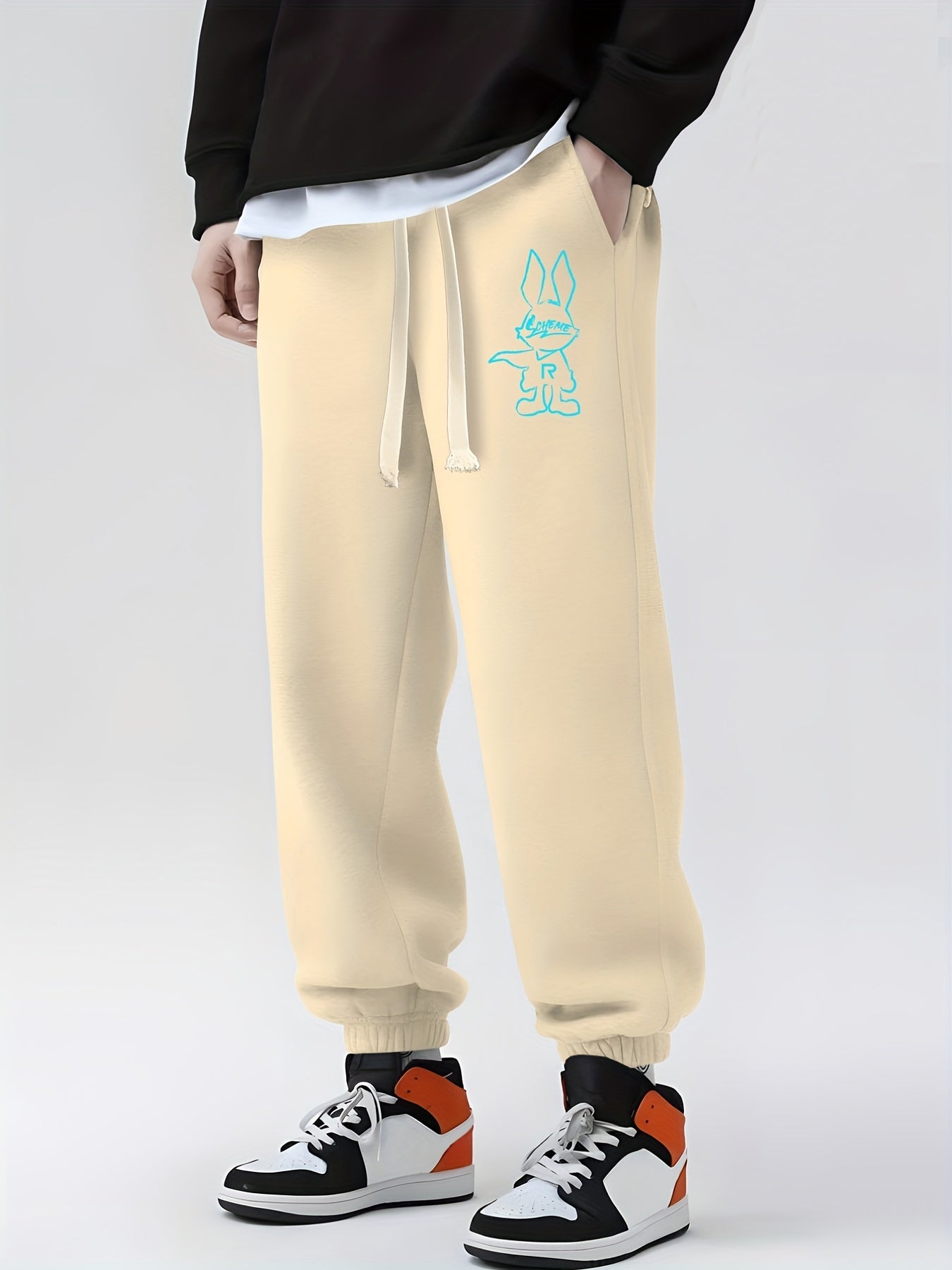 Rabbit Hero Drawstring Sweatpants Loose Fit Casual Joggers For Men