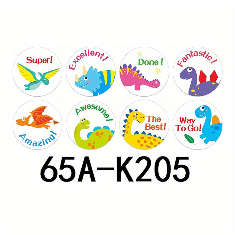 500 Holiday Cartoon Dinosaur Thank You Stickers Roll