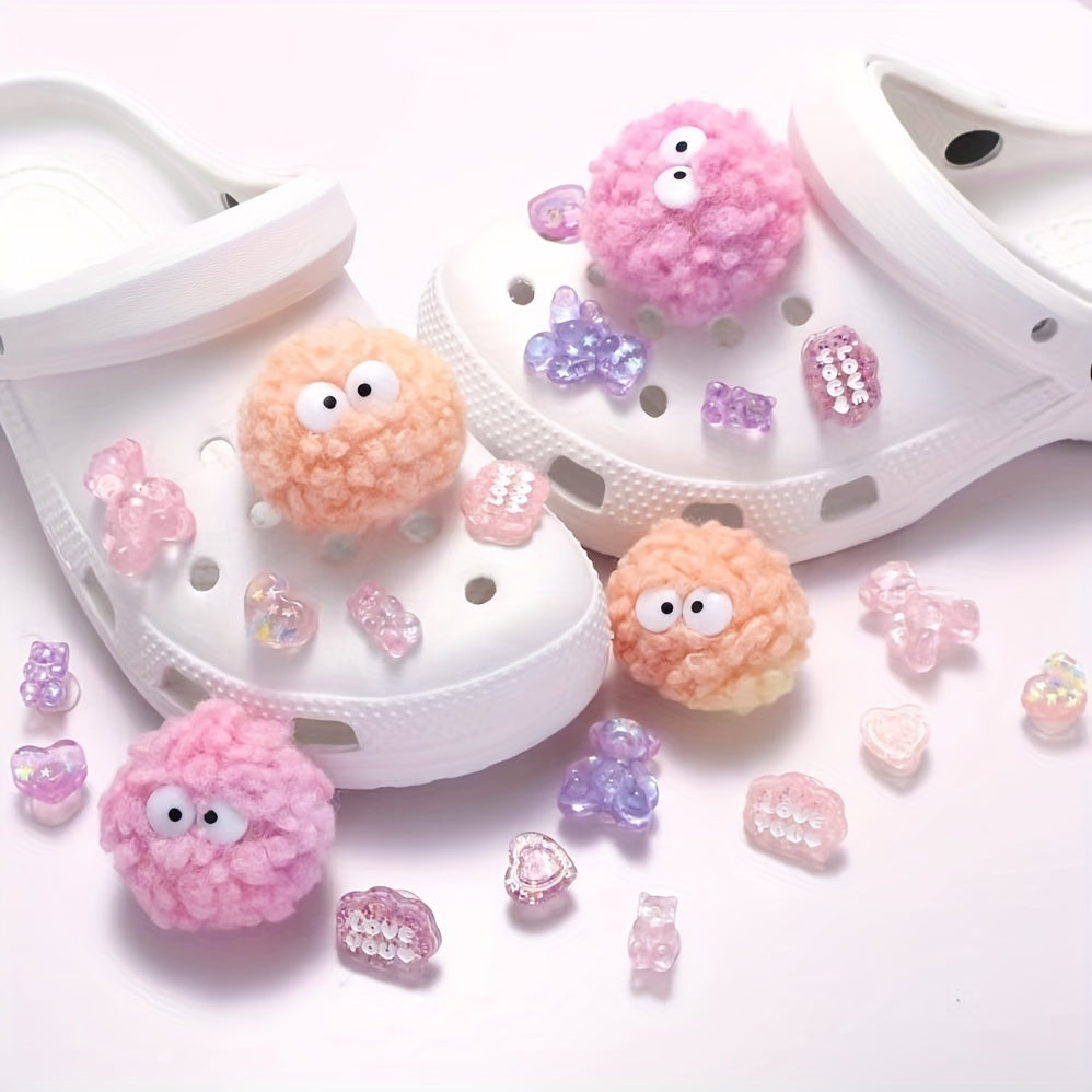 12pcs Set 3D Pink Purple Sandals Slippers Shoe Charms Women Girls