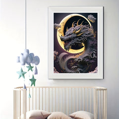 Moon Dragon 5D Diamond Painting Art Kit DIY Frameless